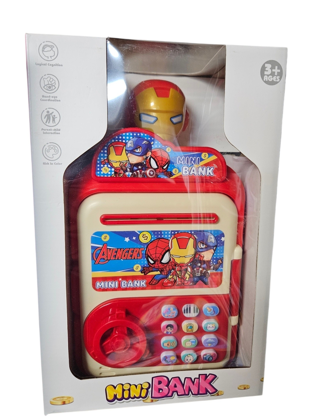 Avenger Mini Bank Kids Toy - Red and Cream with Iron Mask